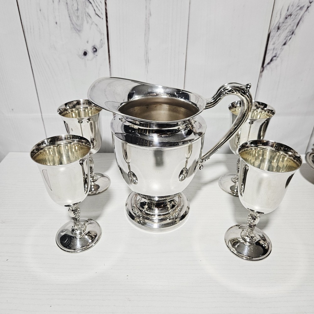 Silver Plate Goblets and Pitcher 5 pises