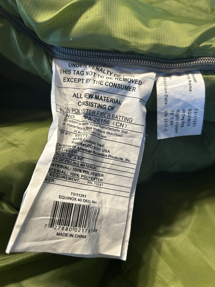 Kelty Equinox 40° Sleeping Bag￼