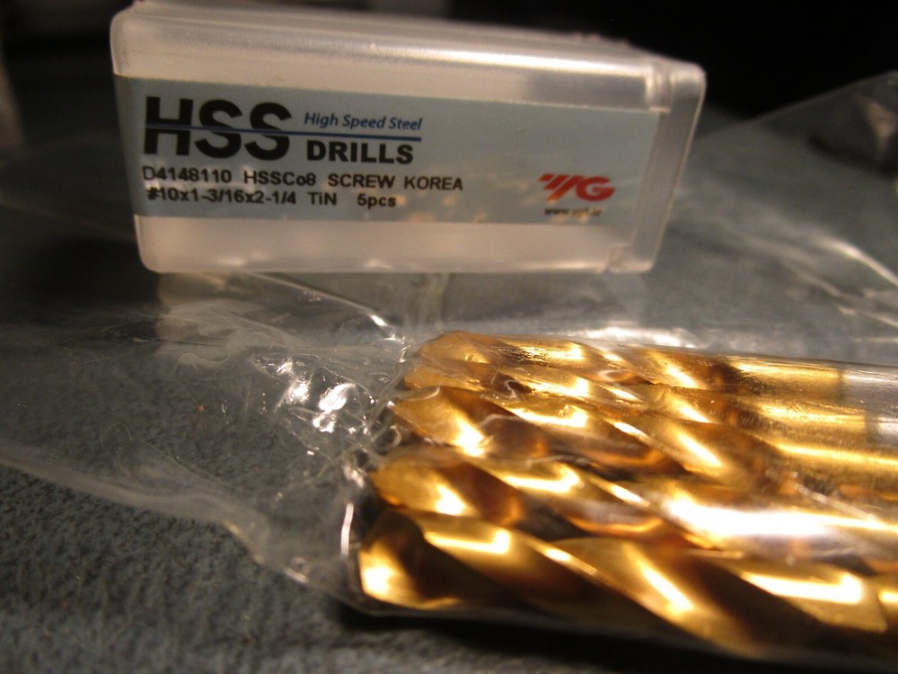YG1 #10 Diameter HSS TiN Coated Screw Machine Length Drill