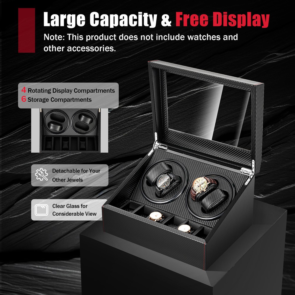 Automatic Rotation Watch Winder Box 4+6 Self Winding Display Box Storage Case