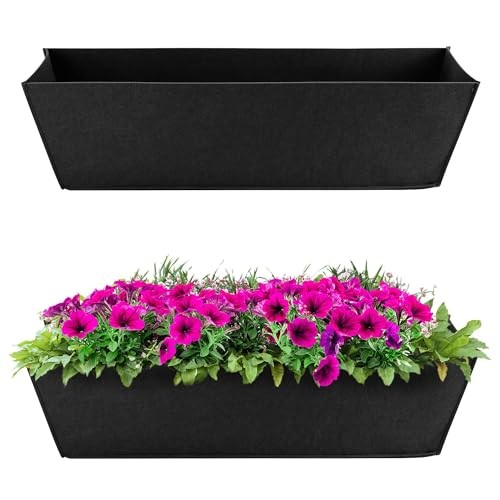 Pcs4 Inch Fabric Plant Window Box Liners-Rectangular Non-Woven 2 24in-black