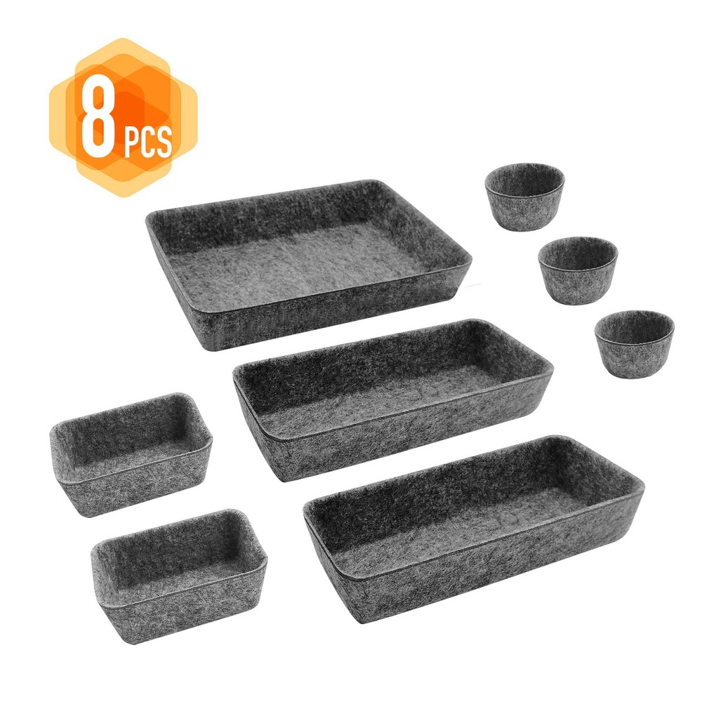 8pcs Drawer Organizers, Separators, Storage ,Felt Storage Bins Inserts Tool C...