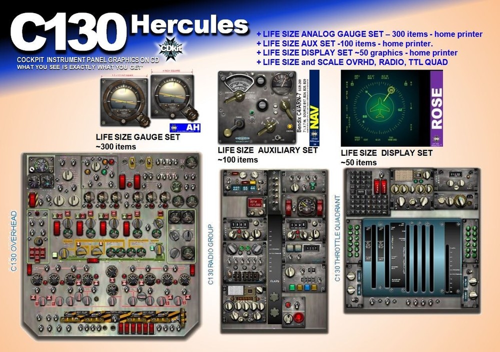 C130 HERCULES COCKPIT instrument panel CDkit