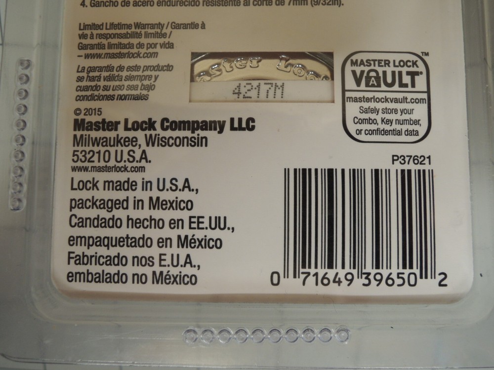 (4) Master Lock 1500D Locker Lock Combination Padlocks, Black - NEW