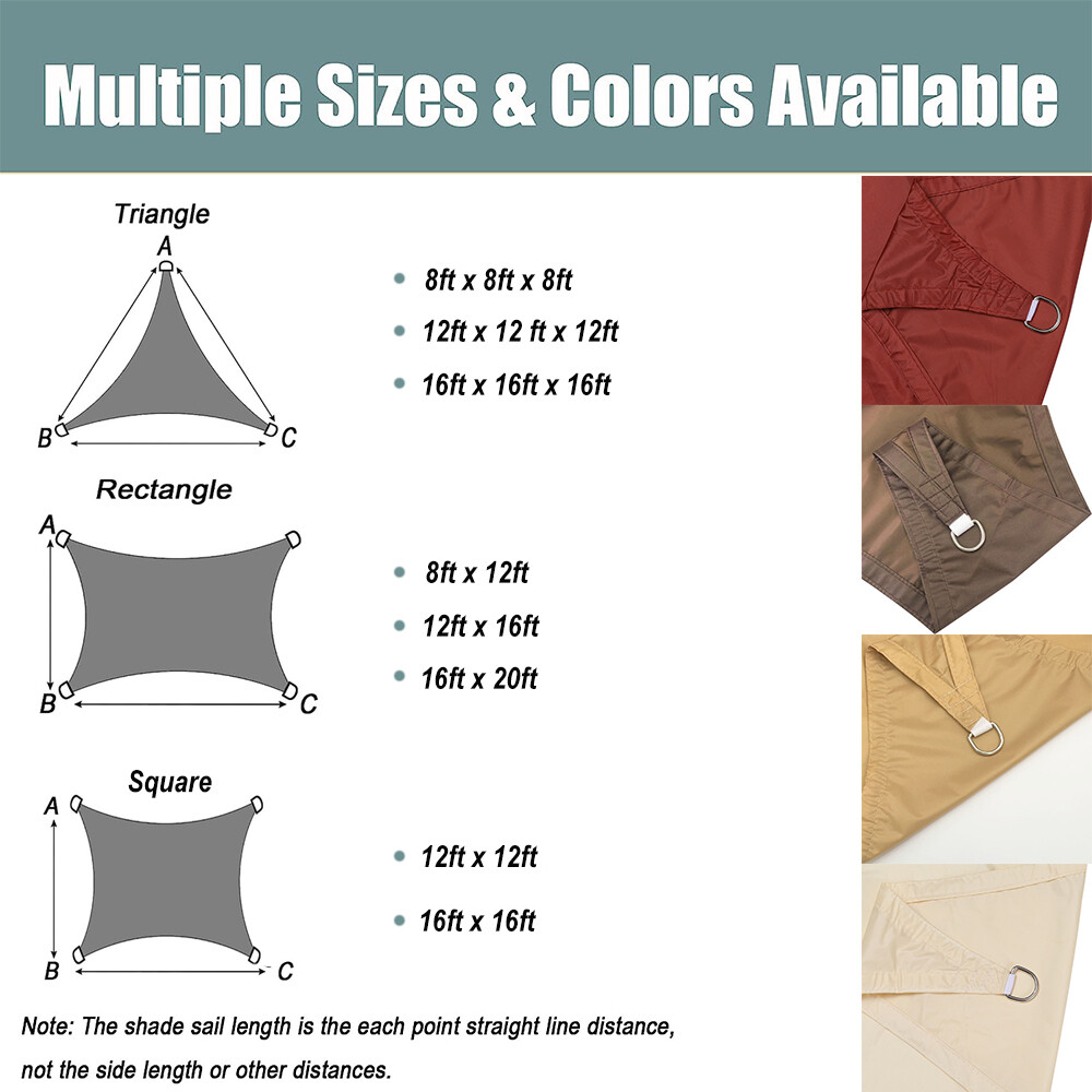 Waterproof Shade Sail Patio Awning Outdoor Garden Pool Sun Canopy Shelter Cover