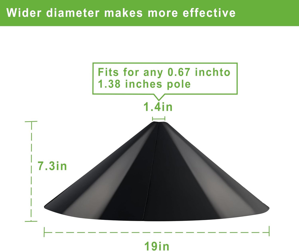 Squirrel Baffle for Bird Feeder Pole - 19 Inch for Shepherd’S Hook, Squirrel Pro
