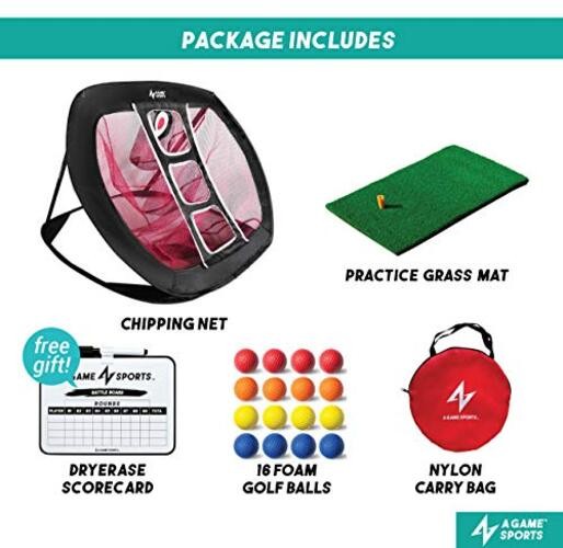 Golf Chipping Net Pop Up Golf Chipping Net with Mat - Golf Practice Nets Black