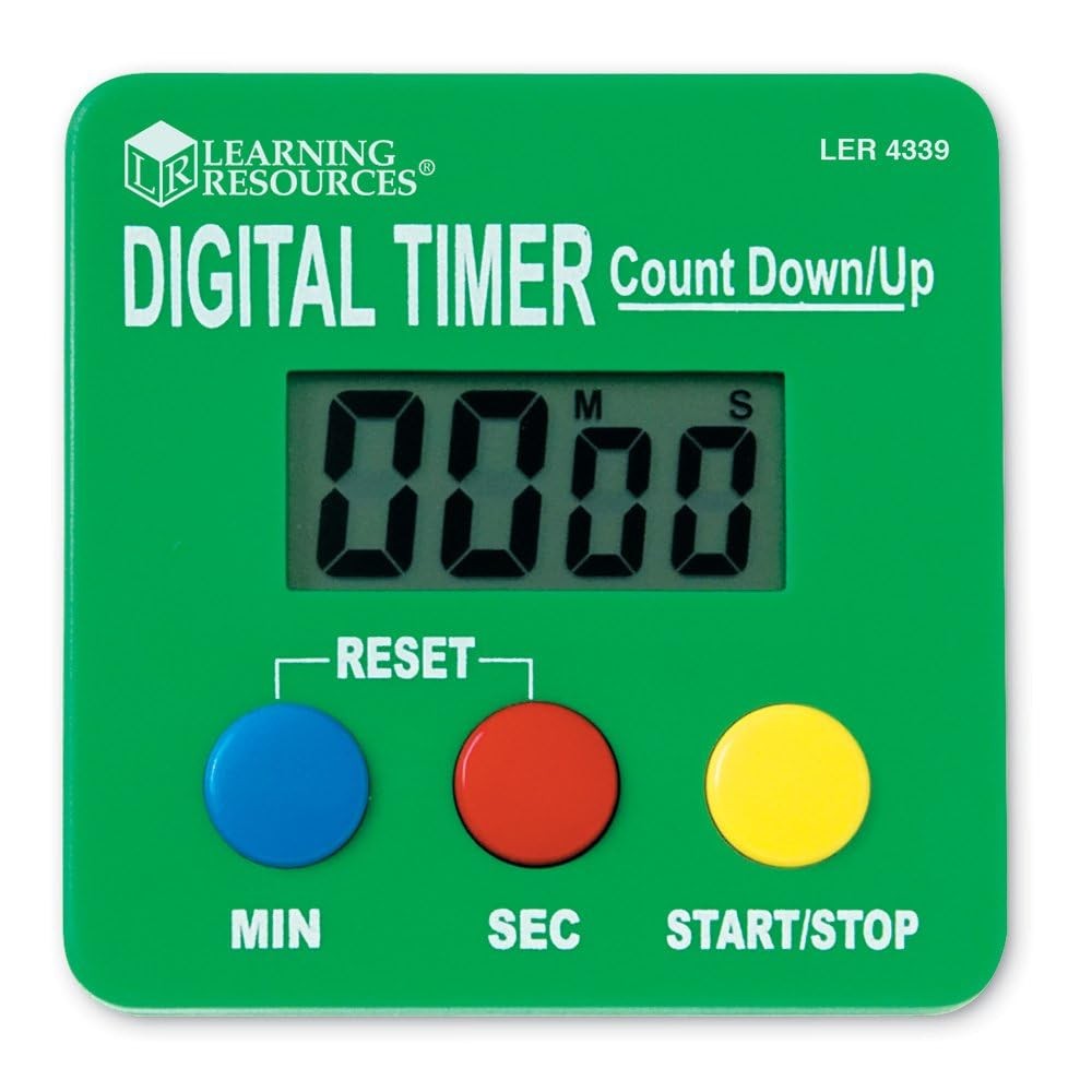 Learning Resources Digital Timer Count Down/Up Displays Seconds/Minutes