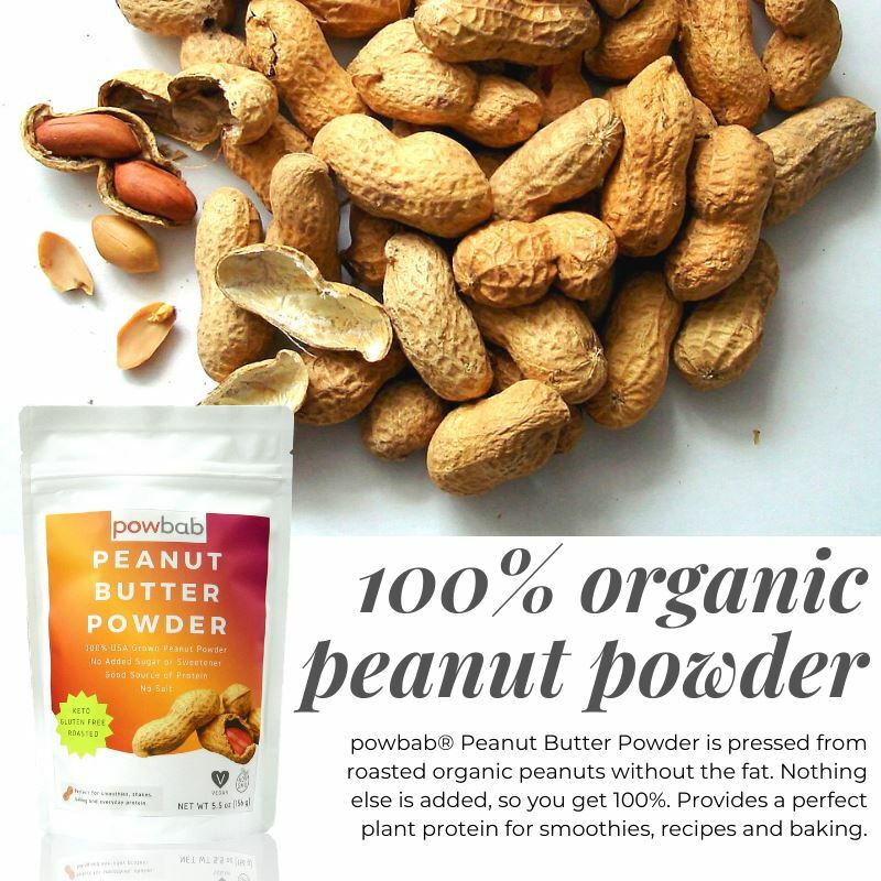 powbab Peanut Butter Powder Unsweetened, No Sugar-100% USA Organic Peanuts 5.5oz