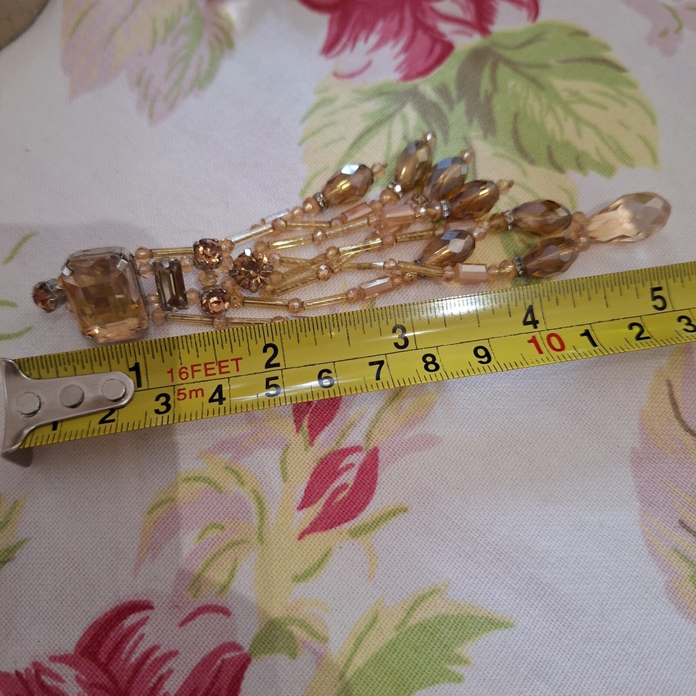 Fabulous statement crystal drop Earrings & complementary Bracelet, bronze tones