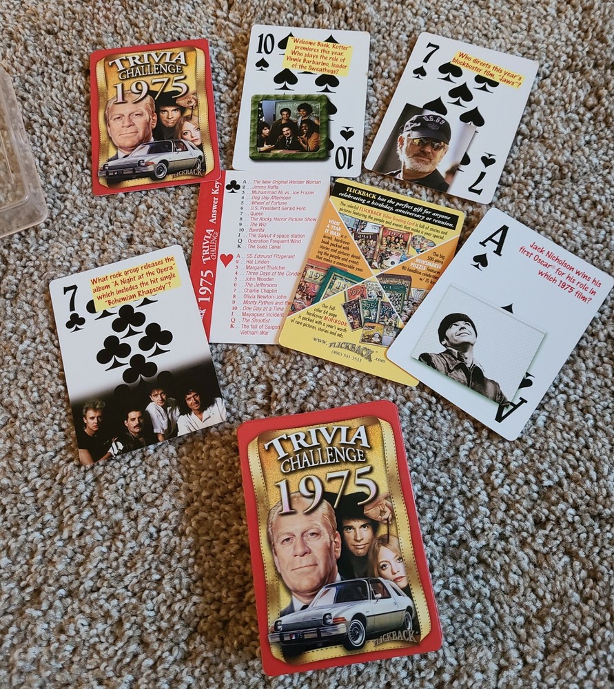 Trivia Challenge Playing Cards Flickback 1975 Complete