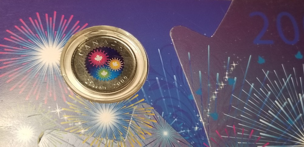 2009 Canada Congratulations Coloured 25 Cent Coin.