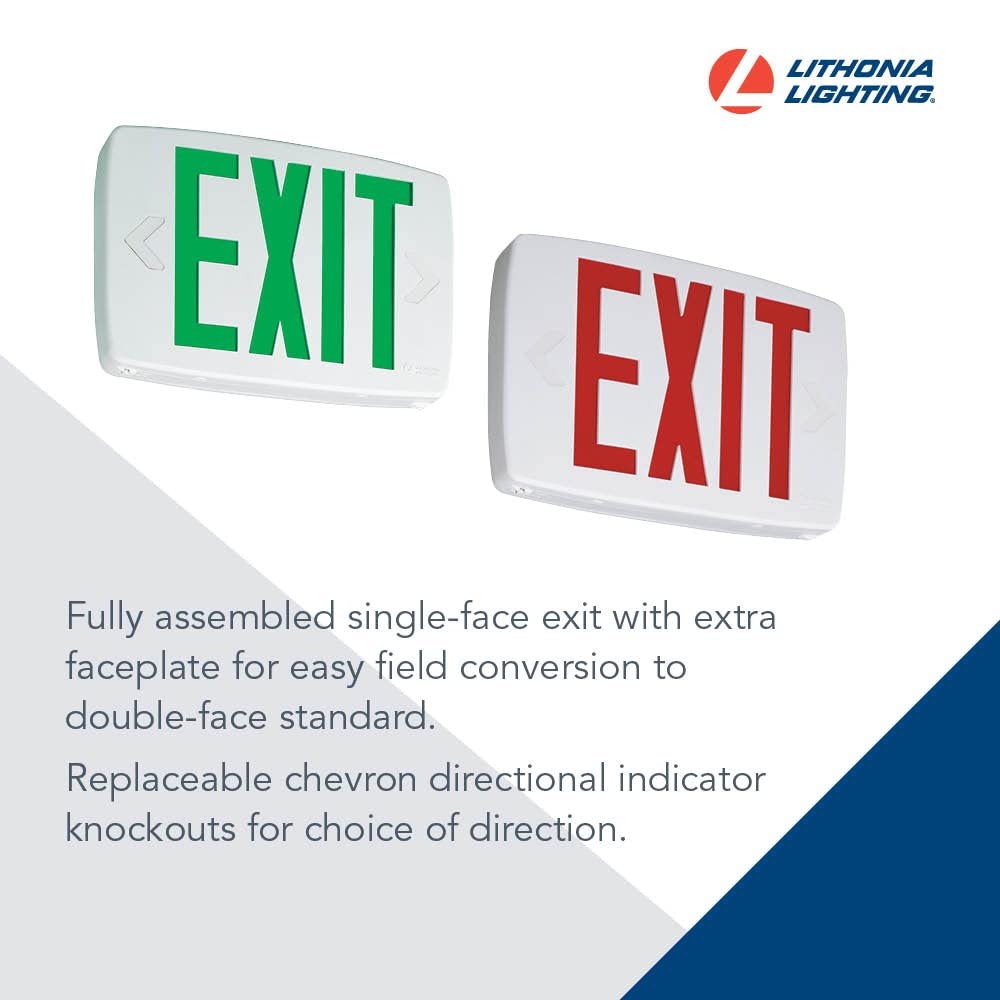 Lithonia Lighting Quantum LED Emergency Exit Sign, Thermoplastic Exit Only Si...