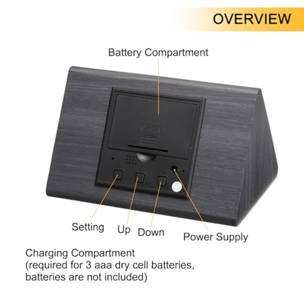 Convenient Alarm Function Wood Clock LED Digital Display Adjustable Brightness