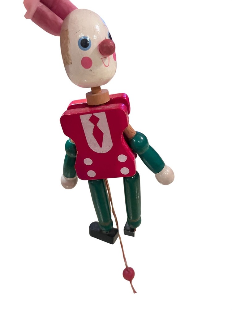 Vintage 40s Wooden Jumping jack Pull-string toy Hampelman