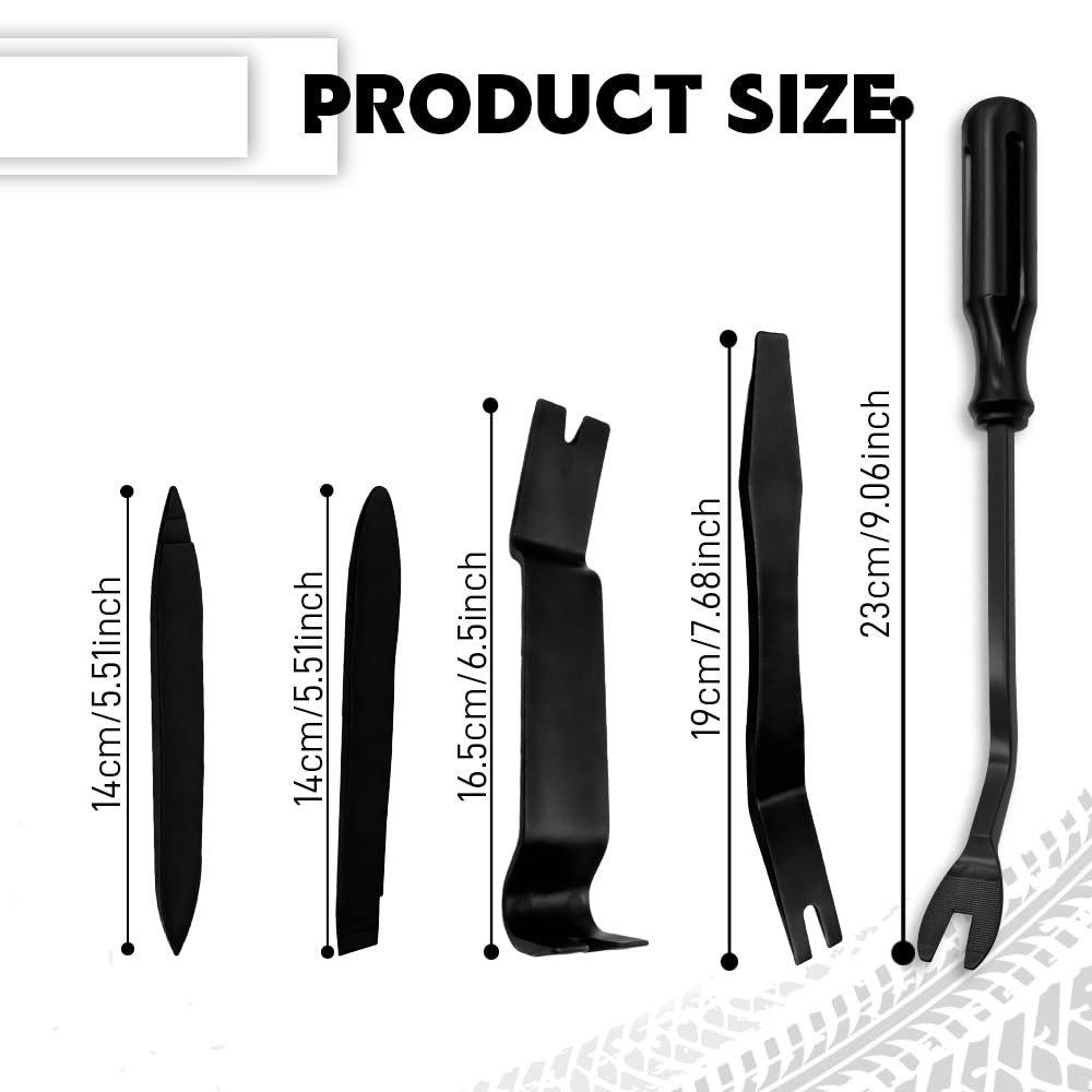5PCS Auto Trim Removal Tool Kit, Plastic Pry Tool, No Scratch Plastic Black
