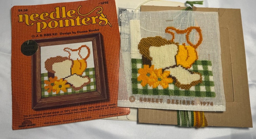 Needle Pointers O.J. & Bread Needlepoint Kit Pattern Thread Food