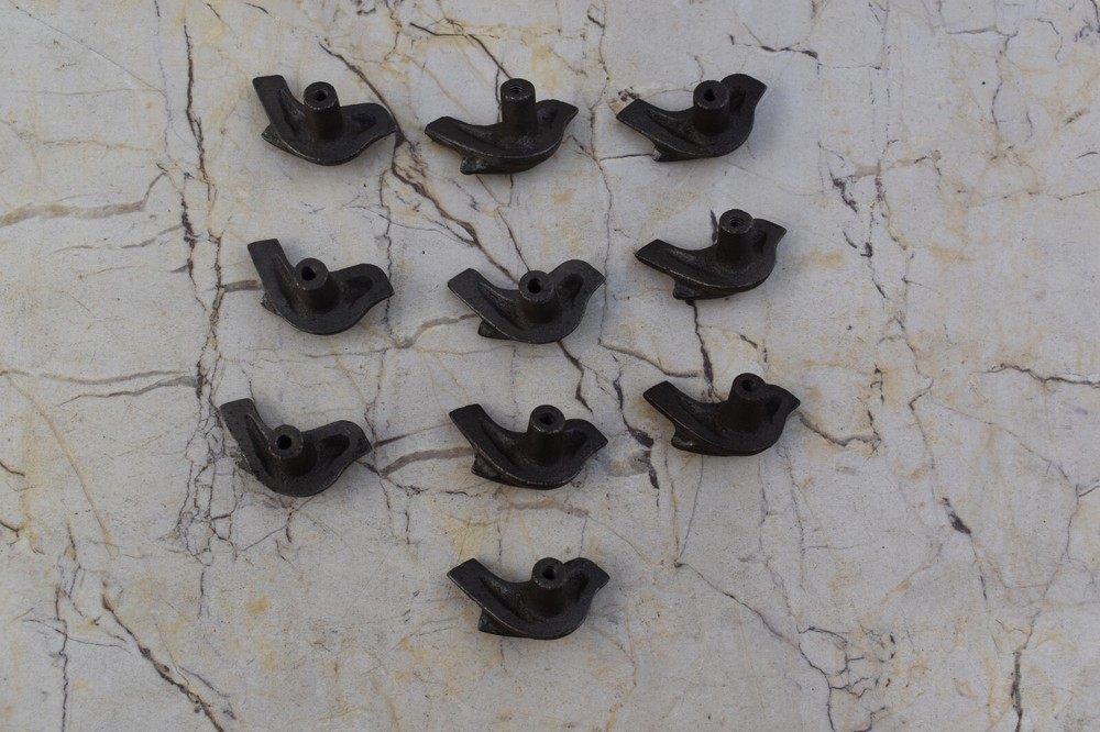Vintage cast Iron Bird shape door knobs cabinet drawer handles pull rustic 10 pc
