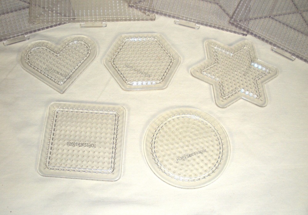 Perler Beads 9 Piece Assorted Large / Small Clear Pegboard Pattern Shapes