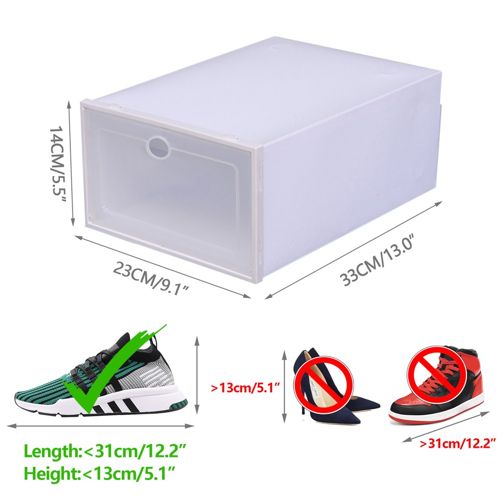 20/24* Stackable Shoe Storage Box Durable Plastic Sneaker Display Case Organizer