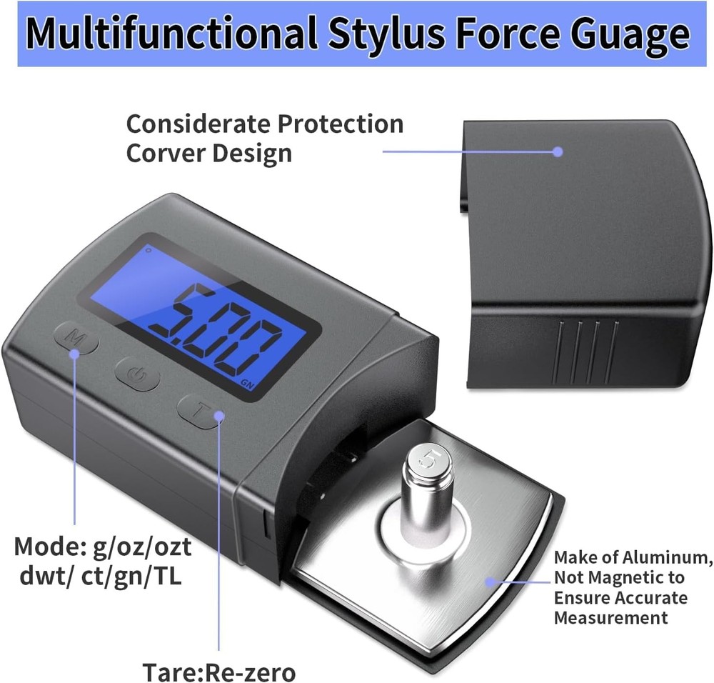 DIGITNOW Digital Turntable Stylus Force Scale Gauge Small, gray
