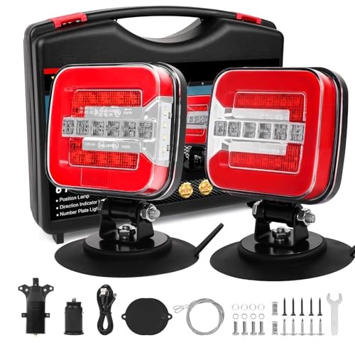 Wireless Trailer Lights Kit with Adjustable Adjustable Wireless Magnetic