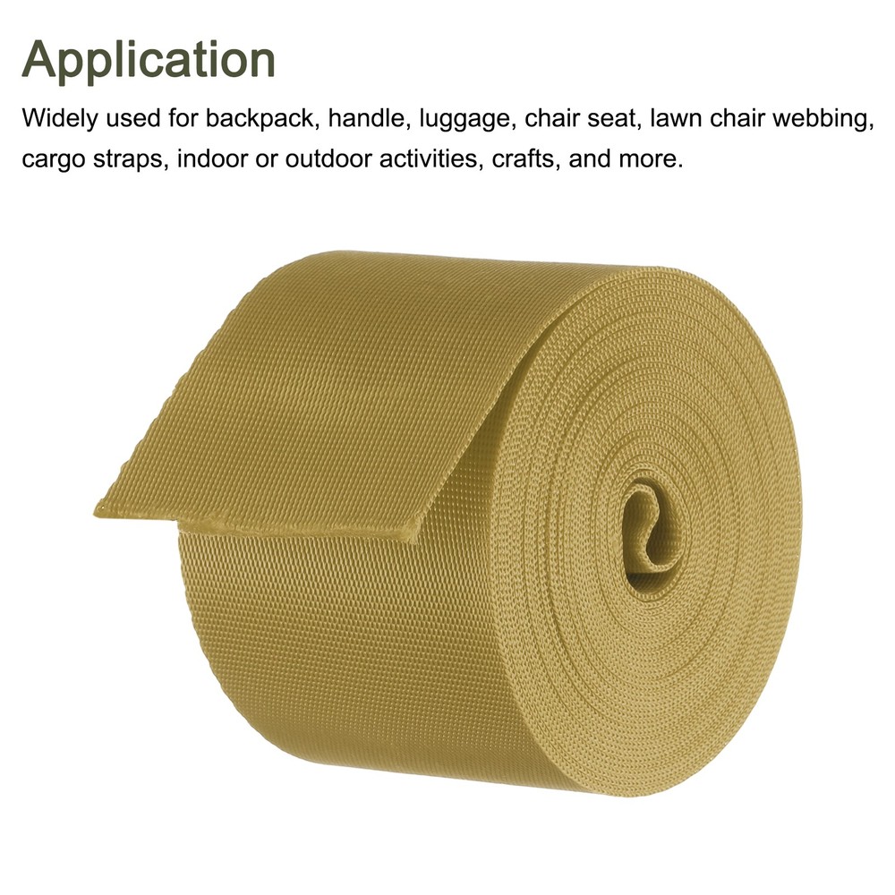 Flat Nylon Webbing Strap 2 Inch 5 Yards Light Brown for Backpack