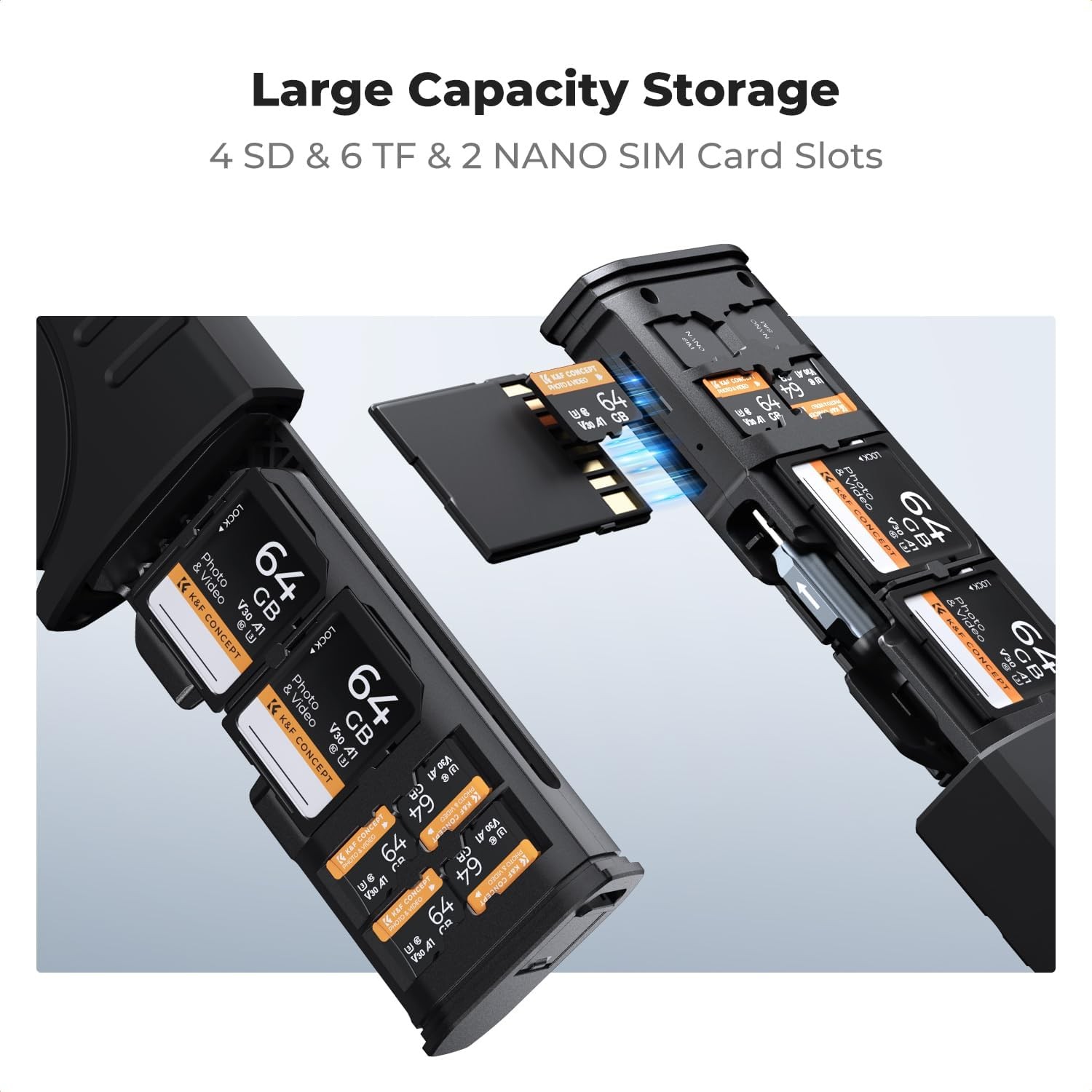 K&F Concept 2-in-1 SD Card Reader Adapter & Memory Card Case for Camera Drones