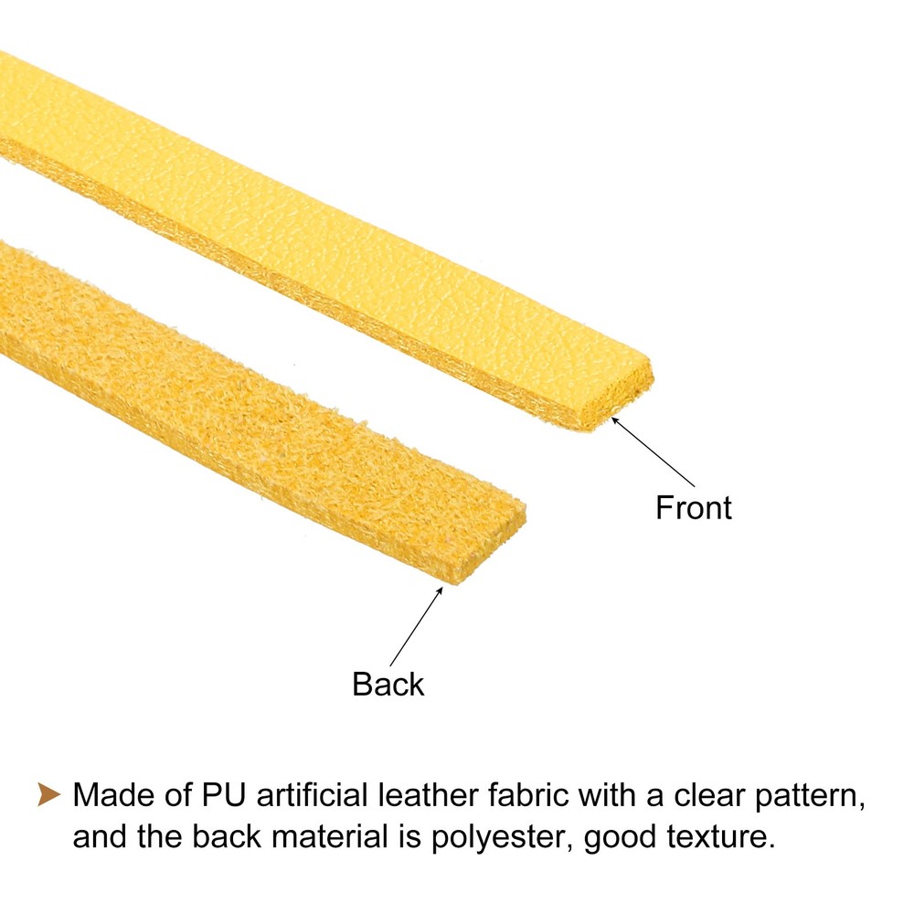 Faux Leather Straps Strip Leather String 0.5cm/0.2" Width, Yellow