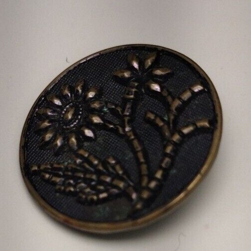 Vintage Brass Button Daisy Flower 1 1/8"