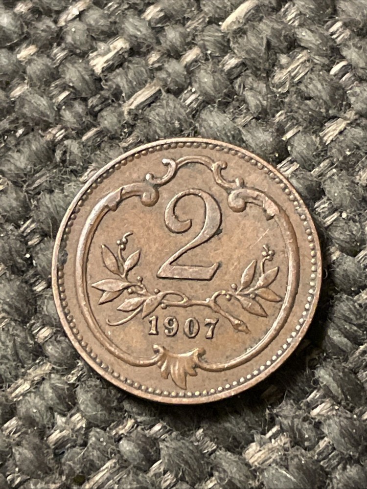 1907 Austria 2 Heller Coin