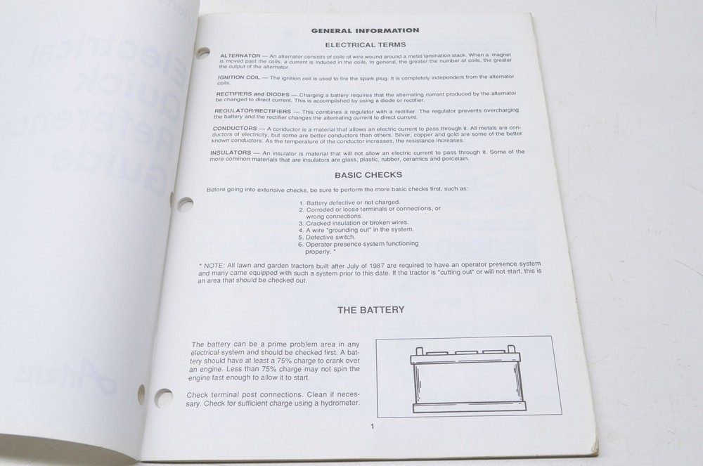Ariens ESM-93 Electric Quick Reference Guide
