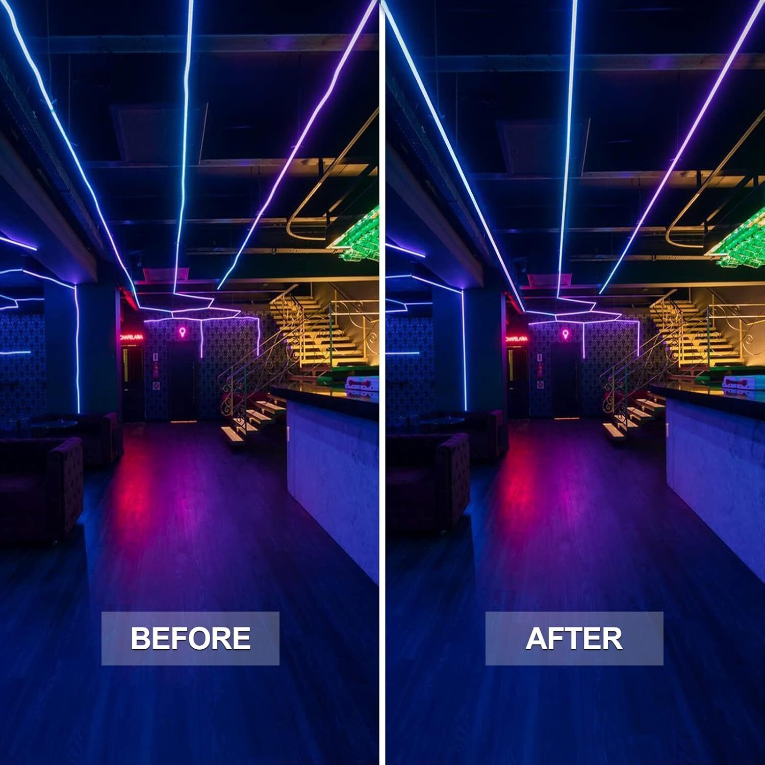 1m-2.5m Aluminum Clip Light Channel Mounting Bracket for 8x16mm Rope Lights