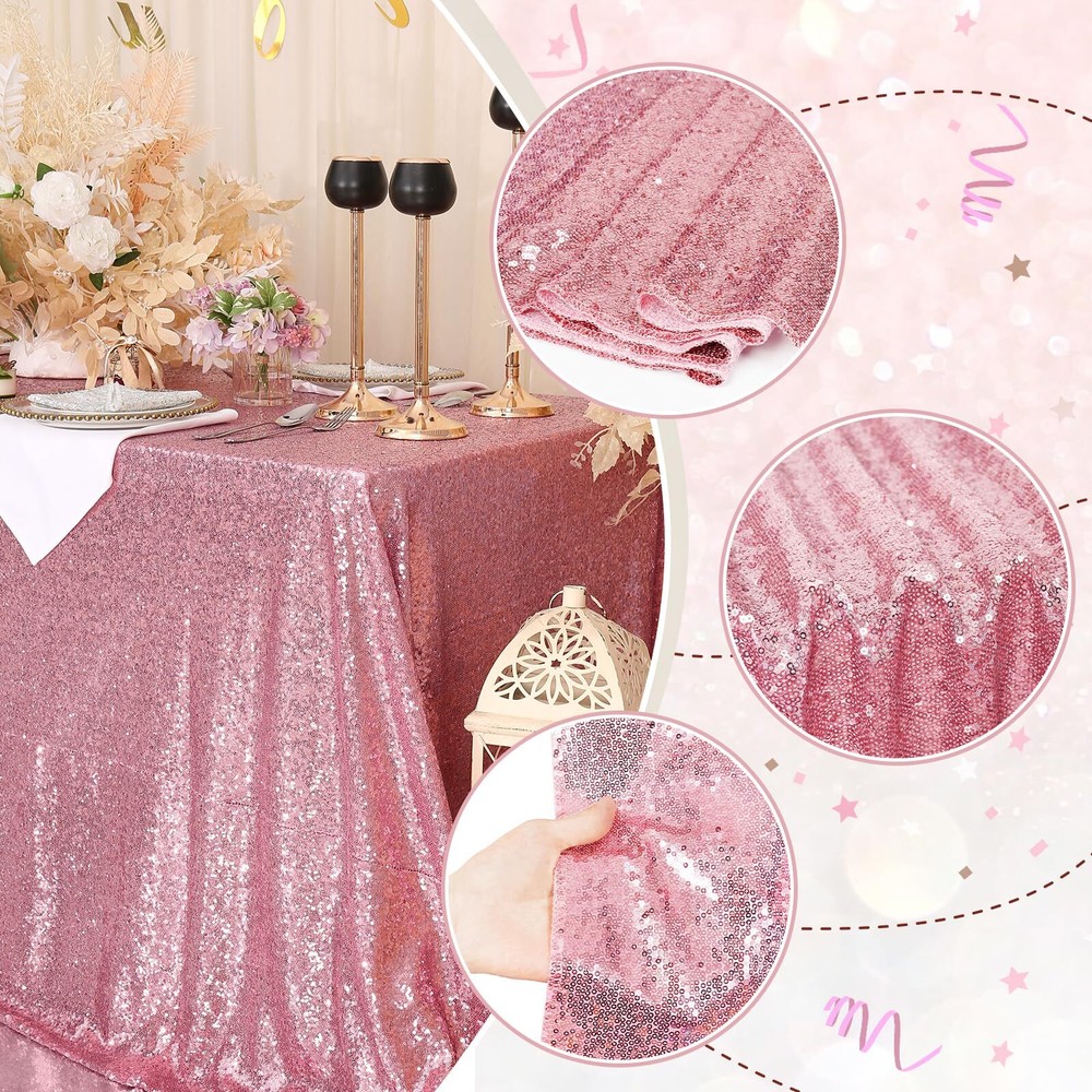 Sequin Tablecloth Rectangular 60"x102" Fuchsia Pink