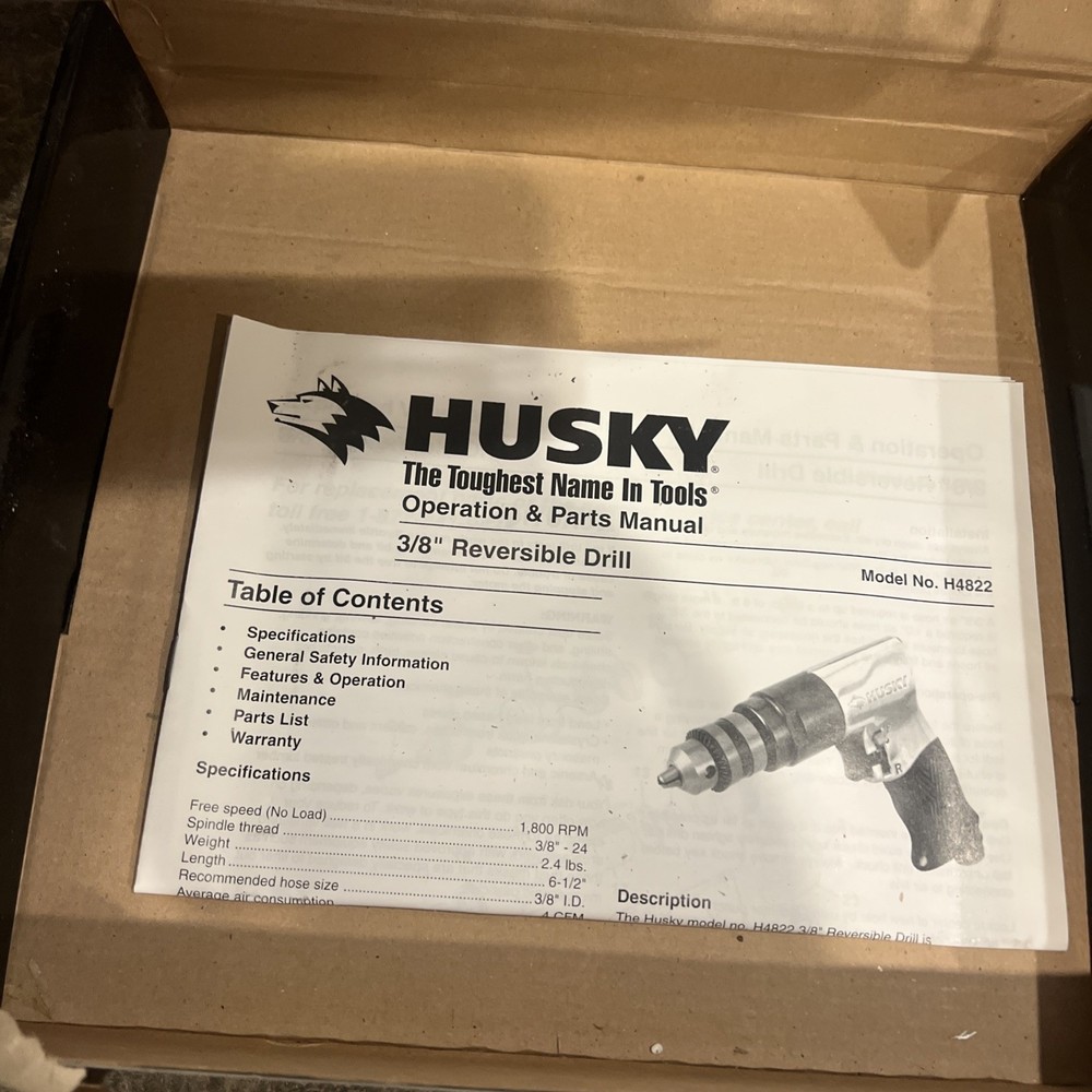 Husky 3/8 reversible drill 1800 rpm
