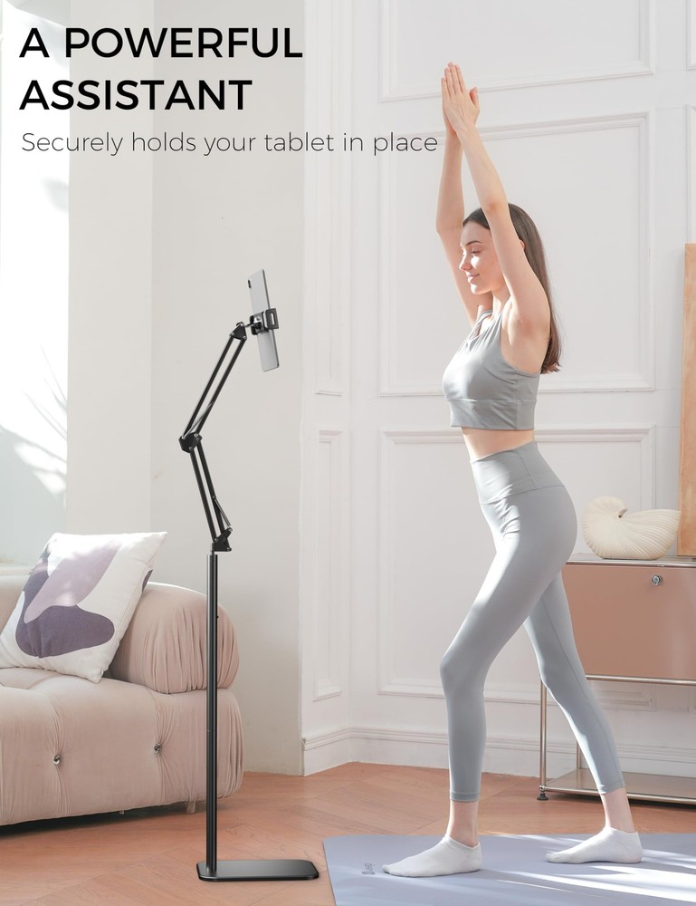 VOLTIFYMAX Tablet Floor Stand, 360-degree Rotatable Metal Tablet Stand Holder...