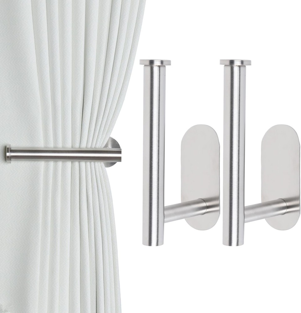 2 Pack Adhesive Curtain Holdbacks No Drill Silver