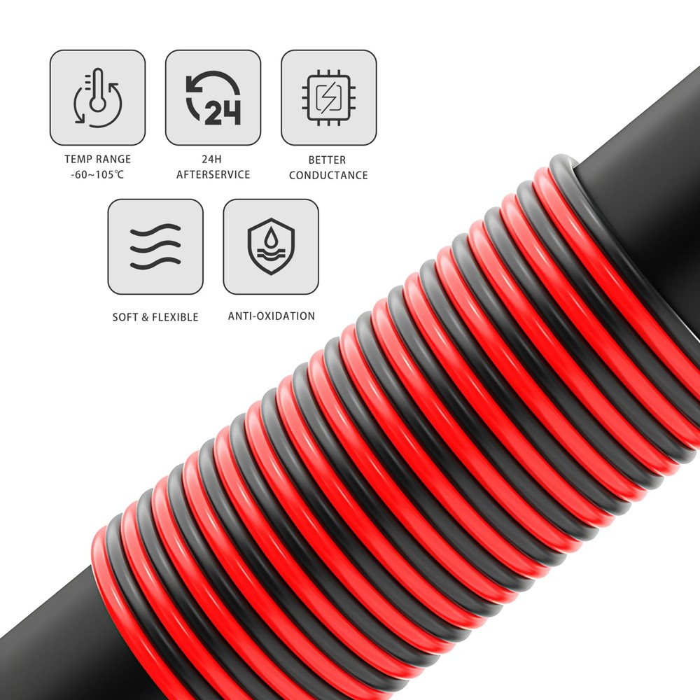 12 Gauge 2 Conductor Flexible Parallel Electrical Wire 10ft 10FT, Black, Red