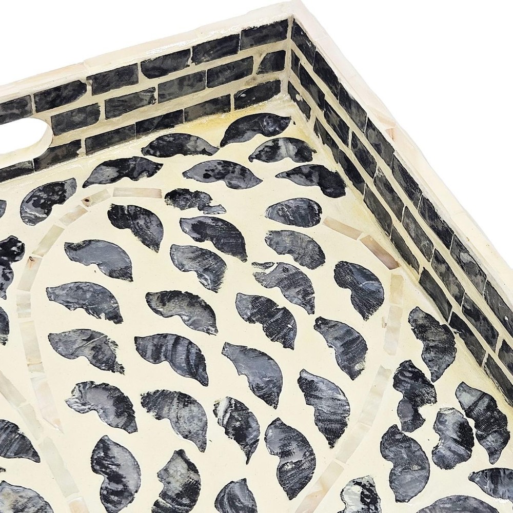 A&B Home 48753-BLAC Rectangular Capiz Black Tray