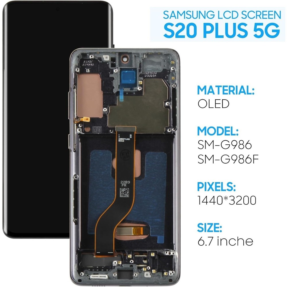 For Samsung S20 Plus Screen Replacement OLED Display G986U Touch Digitizer Frame