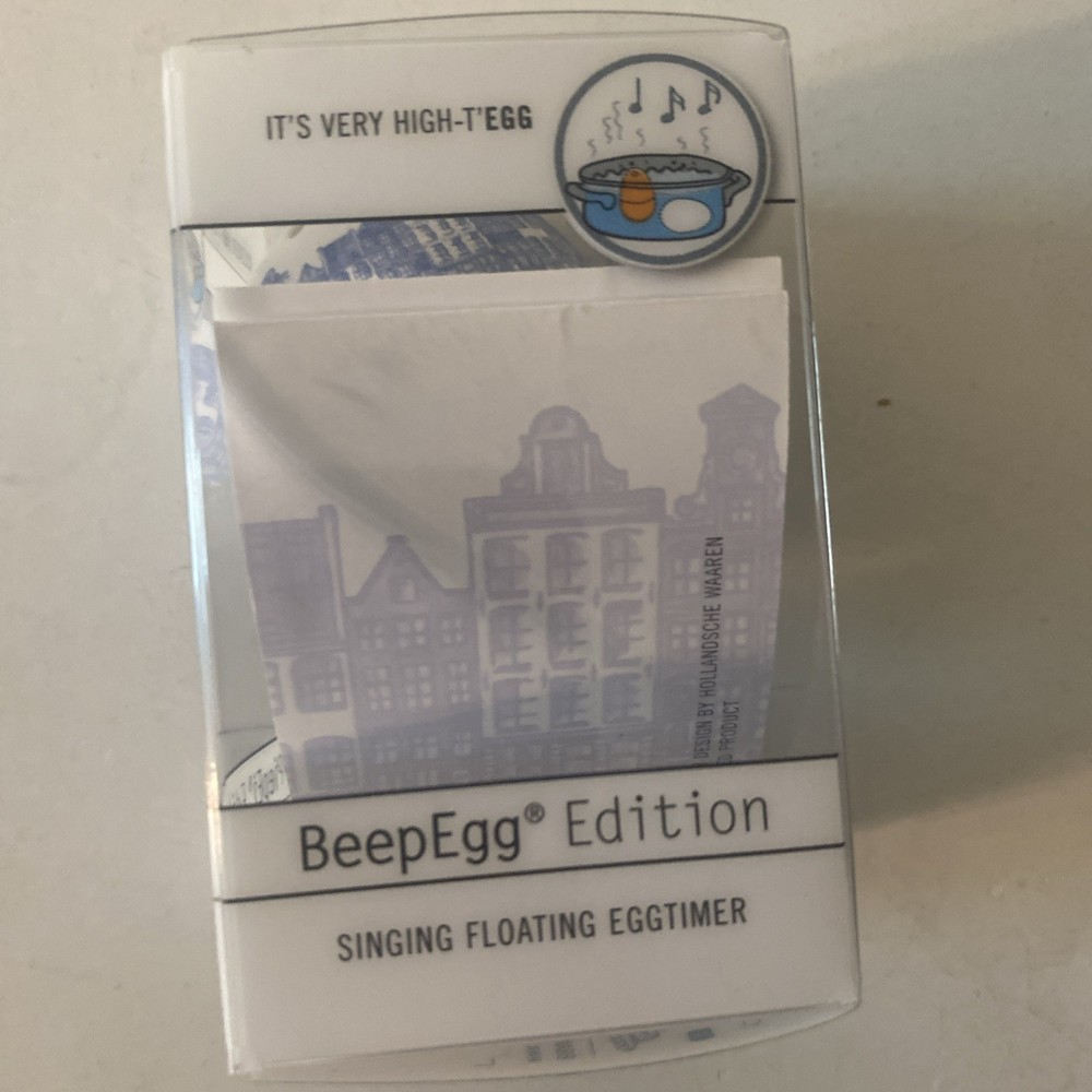 Blue Delft Egg Timer “Clever High-Tech” Singing Floating Eggtimer Beep Egg