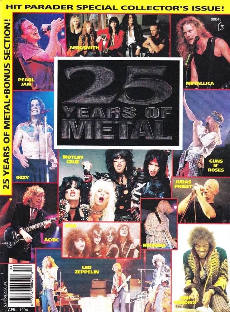 1994 HIT PARADER MAGAZINE~COVER ONLY~25 YEARS OF METAL~POSTER PINUP~KISS~AC/DC