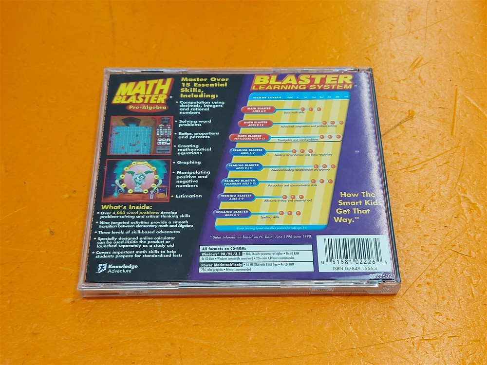 ⭐️⭐️⭐️⭐️⭐️ Davidson Math Blaster PRE-Algebra & Word Problems CD ROM