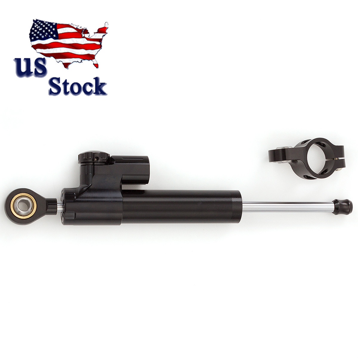 Motorcycle Universal FXCNC Black Adjustable Steering Damper Stabilizer Part