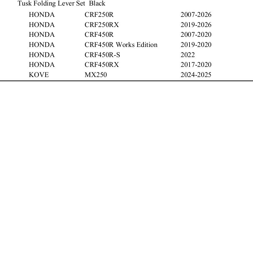 TUSK Folding Lever Set Black for Honda CRF250R 2007-2026 and CRF 450R 2007-2020