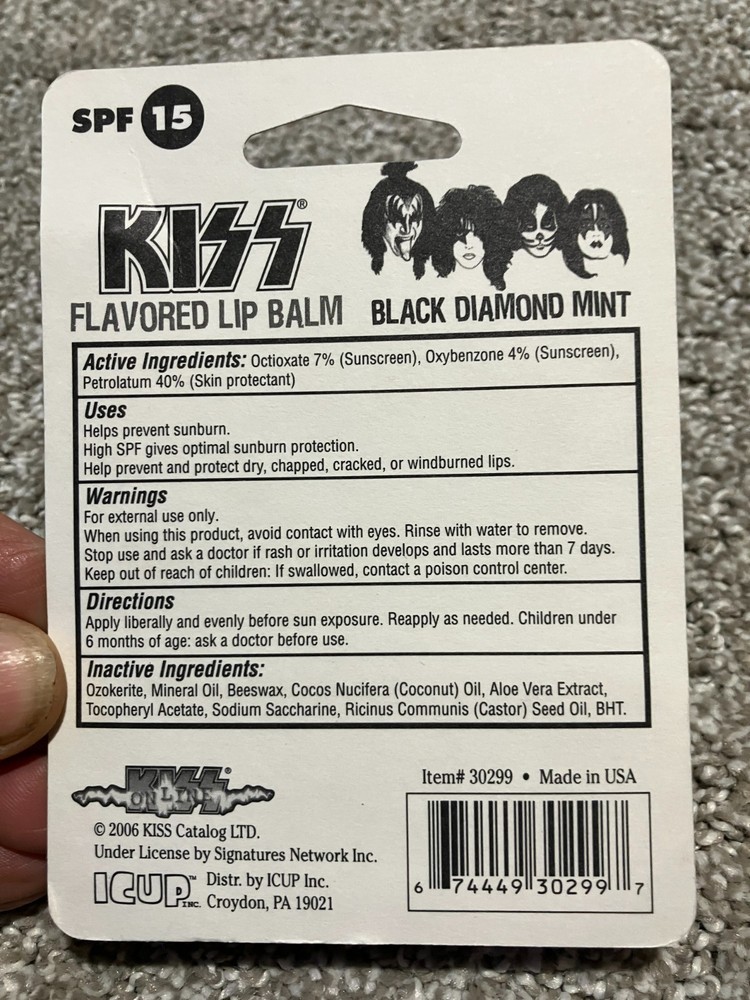 KISS Black Diamond Mint Flavored Lip Balm Sealed 2006