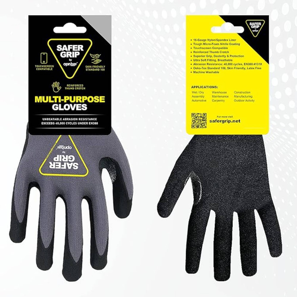Roofing Gloves with Touchscreen (2 Pack) - Safer Grip by OPNBar