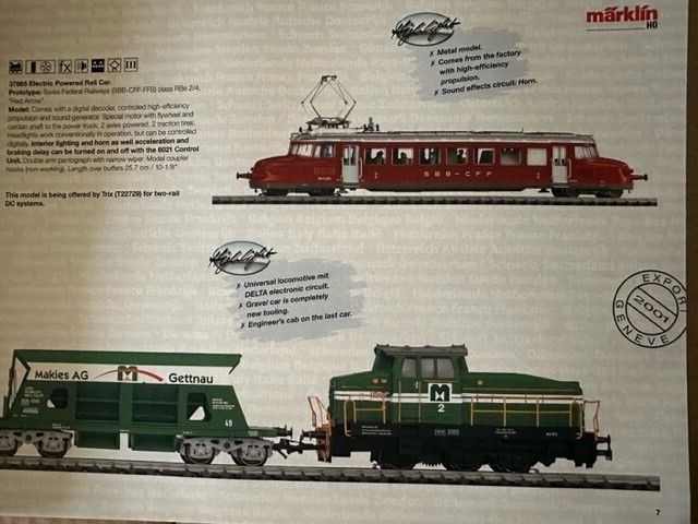 Marklin 2001 Export Models Catalog - English text - 40 pages