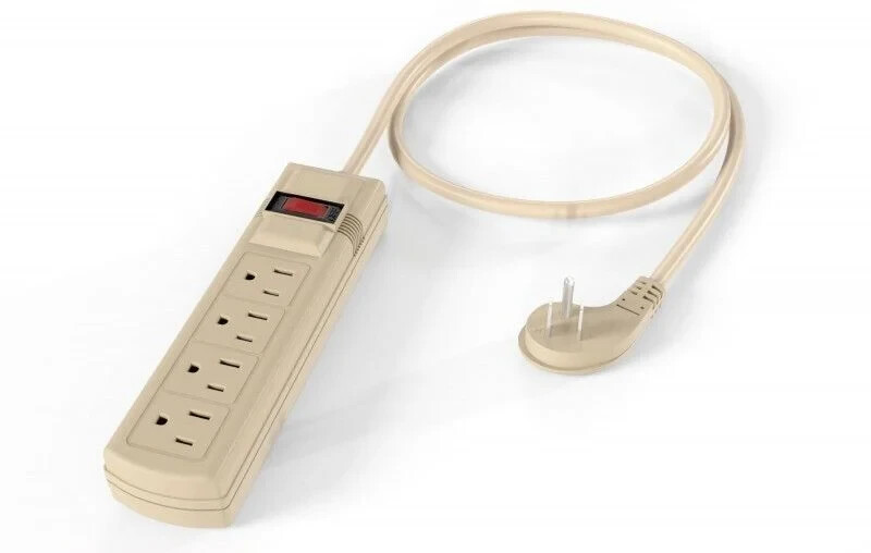 4 Outlet Surge Suppressor 45° Thin Flat Plug Power Strip
