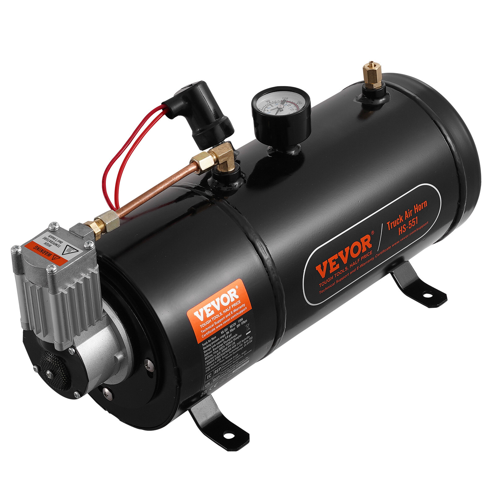 VEVOR 12V Air Compressor with 0.8 Gal/3L Tank Onboard Air Horn Compressor System